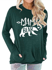 Mamabear Bear Pattern Print Long Sleeve T-shirt