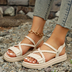 Women's Pleated Flat Sandals Slip On Comfortable Summer Shoes