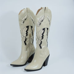 Women's Block Heeled Comfort Boots Side Zipper Shoes