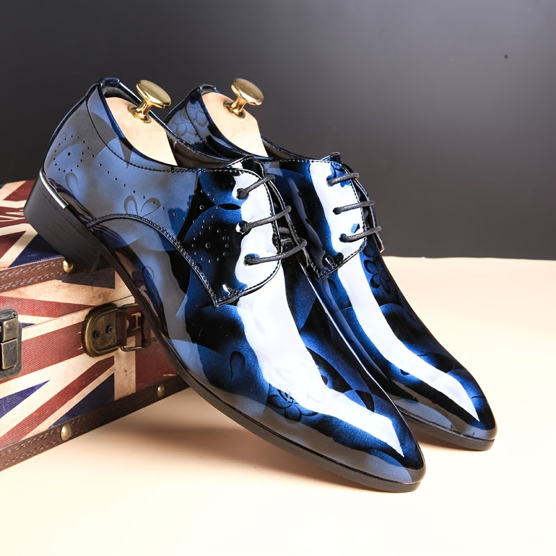 Men Pointed Toe Oxford Shoes Lace Up Dress Shoes For Wedding