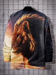 Lion 3d Print Men's Long Sleeve T-shirt Vintage Tees For Autumn