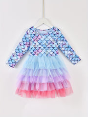 Girls Mermaid Dress Princess Pageant Gown Christmas Birthday Party Dress