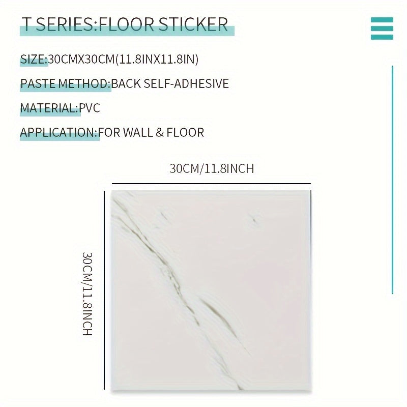 10pcs Marble Floor Stickers Waterproof Bathroom Decals 30