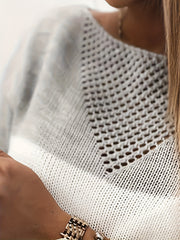 Colorblock Pointelle Drop Shoulder Sweater