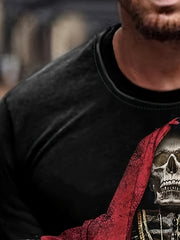 Skeleton Print Men's Long Sleeve Tee for Autumn