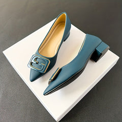 Women's Point Toe Slip On Soft Sole Lightweight Chunky Heel Shoes