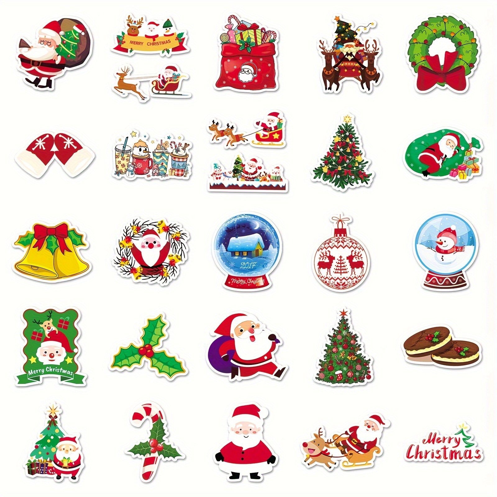 52pcs Santa Claus Series Waterproof Vinyl Stickers - Adults & Employees