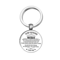 To My Husband I Love You Keychain Metal Key Ring Purse Bag Backpack Car Charm
