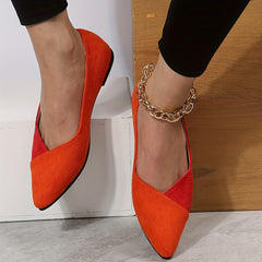 Colorblock Ballet Flats Pointed Toe Soft Sole Slip On Shoes