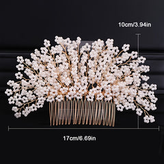 Boho Wedding Hair Vine Flower Clip with Pearls