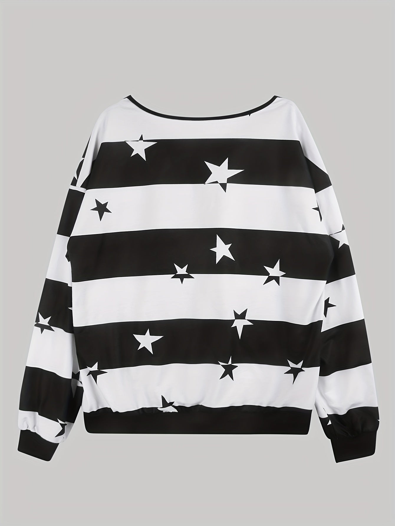 Zip Front Star Print Sweatshirt for Women