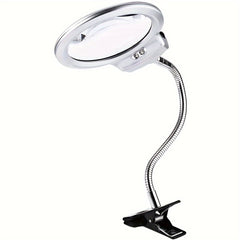 Clip On LED Desk Lamp 2x 5x Magnifying Glass for Map Reading & Tasks