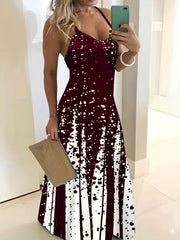 Spaghetti Dress V Neck Sleeveless Maxi Dress Women's Clothing