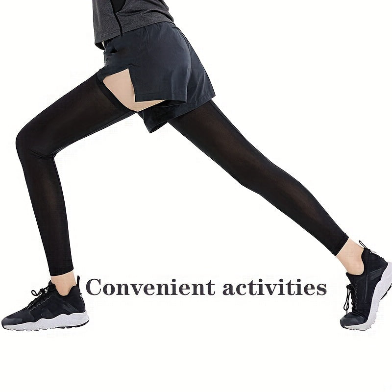 Ice Silk Sunscreen Leg Sleeves with Knee Pads UV Protection