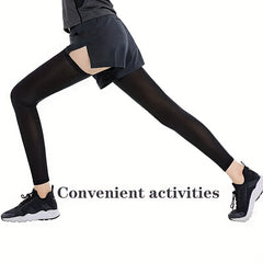 Ice Silk Sunscreen Leg Sleeves with Knee Pads UV Protection
