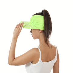 Rhinestone Ponytail Visor Cap Bright Candy Sun Hat Wide Brim Cycling Sports Base