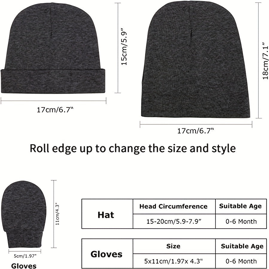 4 Sets Outdoor Caps & Gloves for Newborn Babies