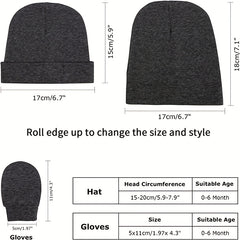 4 Sets Outdoor Caps & Gloves for Newborn Babies