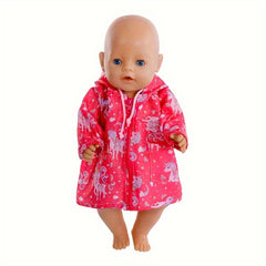 Pink Unicorn Raincoat for 17-18 Inch Dolls