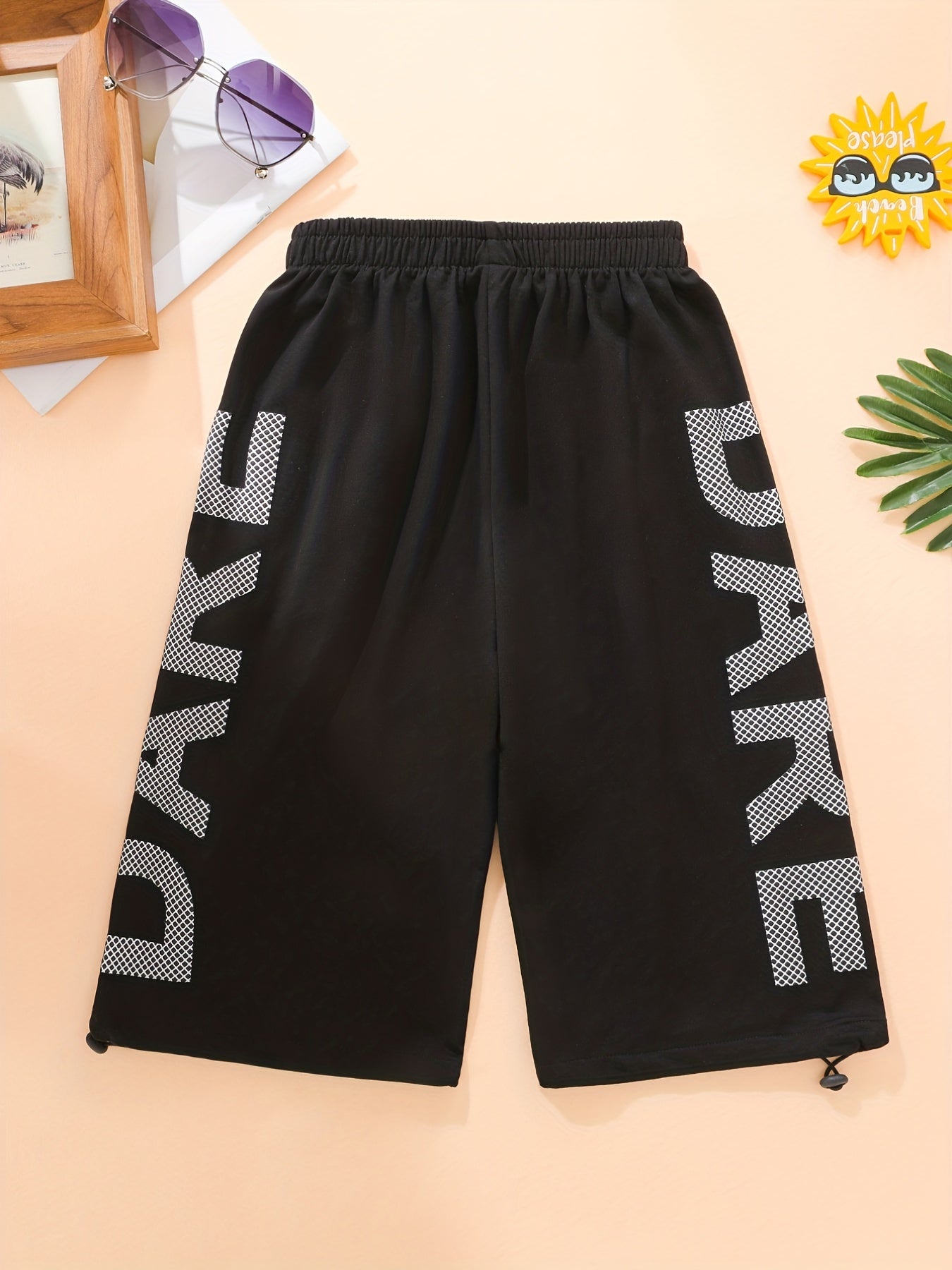 Toddler Boys Letter Graphic Casual Sports Elastic Waist Shorts