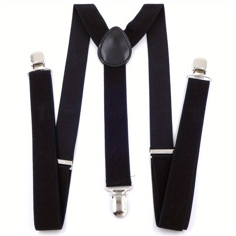 Y Back Suspenders Elastic Adjustable Pant Clips