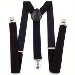 Y Back Suspenders Elastic Adjustable Pant Clips