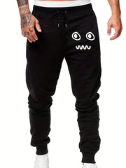 Funny Cartoon Face Print Drawstring Sweatpants for Men