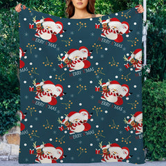 Christmas Snowman Santa Reindeer Blanket Soft Lightweight Throw