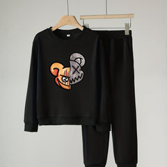 Boy's Cartoon Bear 2pcs Sweatshirt & Sweatpants Set Halloween Style