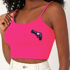 Pistol Print Sleep Tops Crew Neck Spaghetti Strap Top Women's Sleepwear
