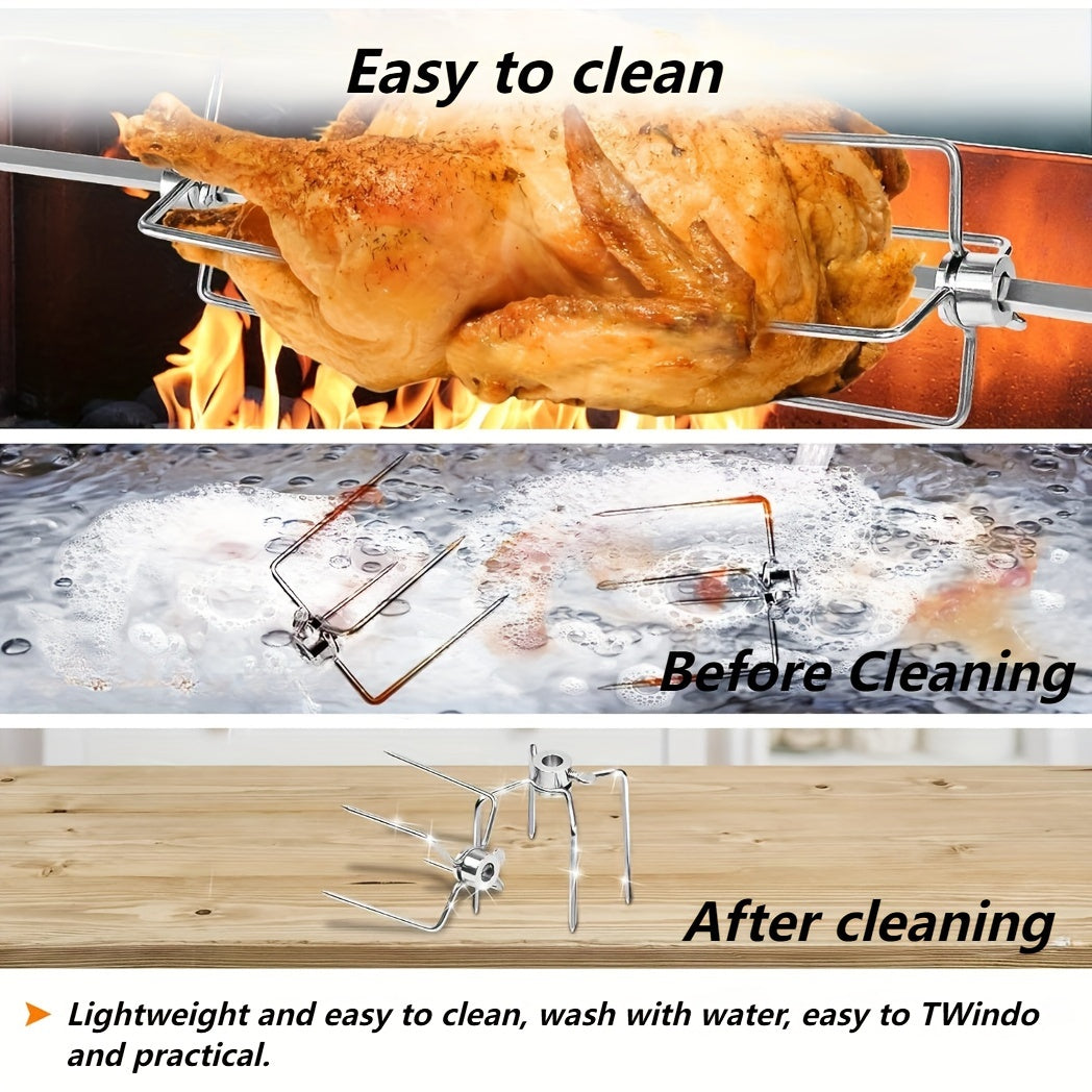 2pcs Rotisserie Meat Forks Stainless Steel BBQ Forks for Outdoor Camping