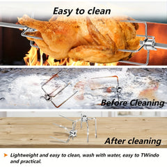 2pcs Rotisserie Meat Forks Stainless Steel BBQ Forks for Outdoor Camping