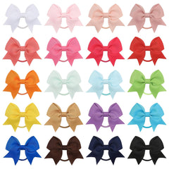 4pcs Baby Girls Hair Bowknots Solid Ring & Swallowtail Ties