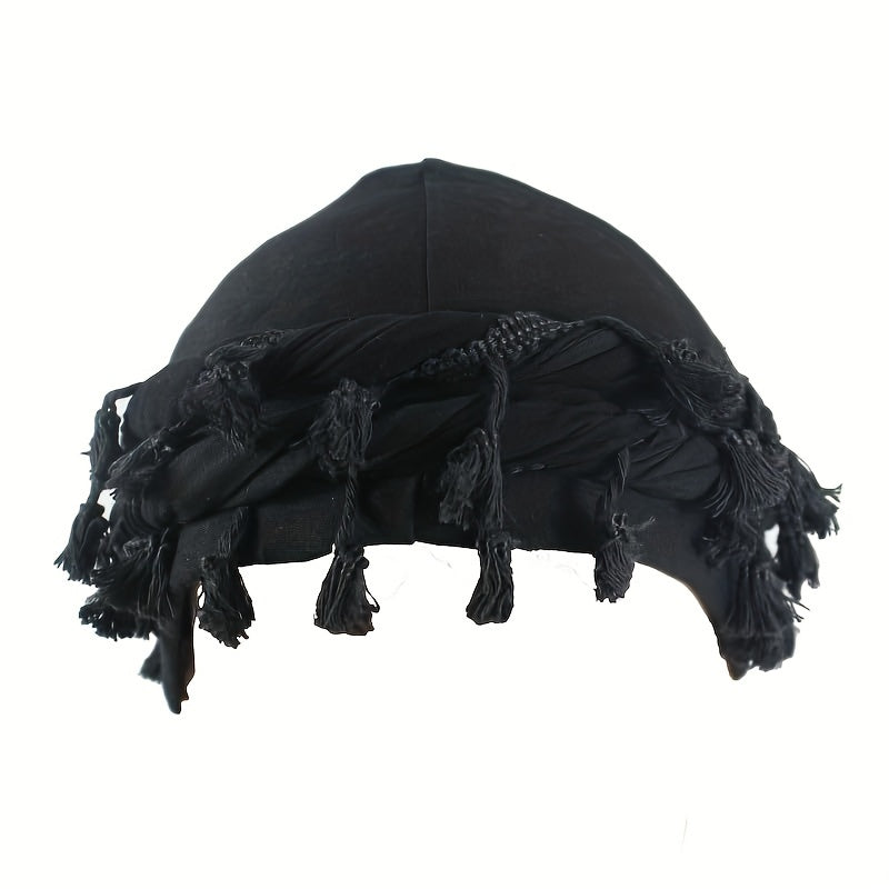 Vintage Twist Head Wraps Turban With Tassel for Men