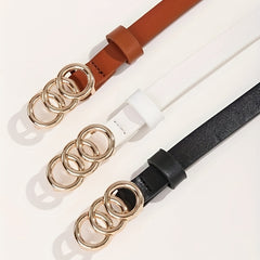3pcs Set 3 O Ring Buckle Belt Casual Jeans Pants Belt For Women