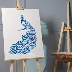 A2 Peacock Pattern Plastic Stencil for DIY Painting on Photo Album Canvas Wall
