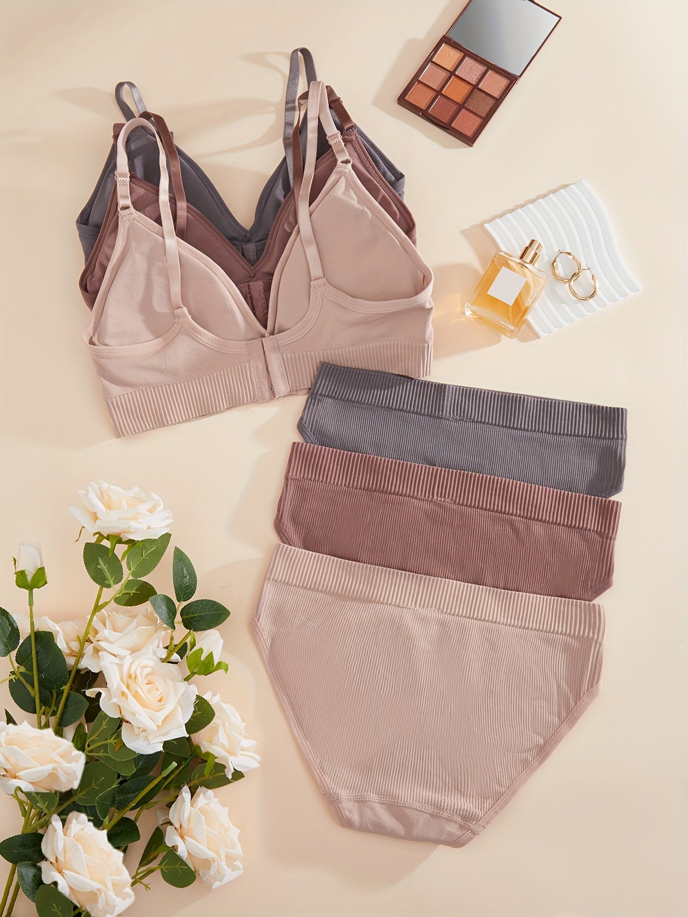 3 Set Wirefree Push Up Bra & Panties Lingerie