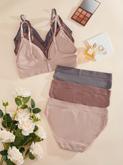 3 Set Wirefree Push Up Bra & Panties Lingerie