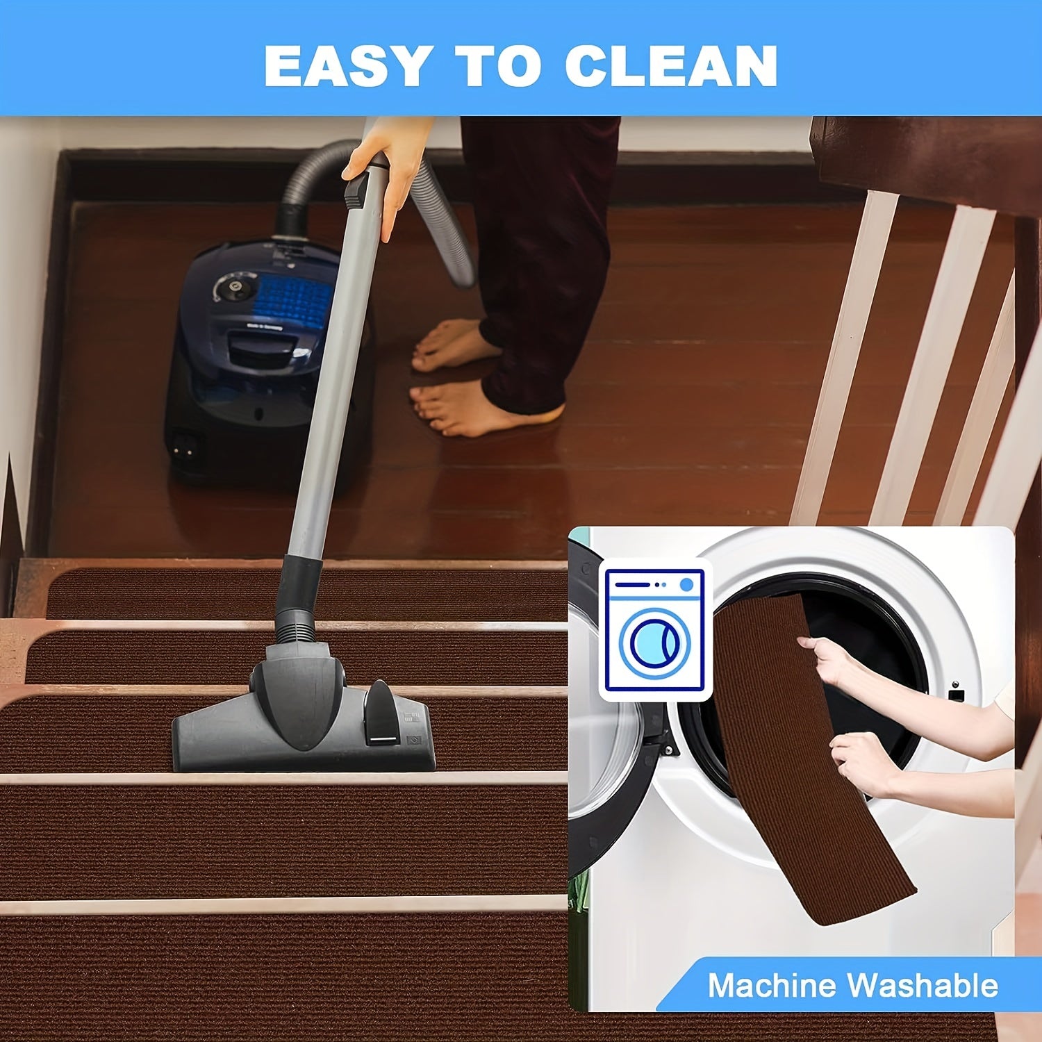 15pcs Stair Treads Non Slip Indoor Carpet Runners For Wood Steps
