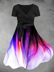 Women's Ombre Print Wrap Summer Dress