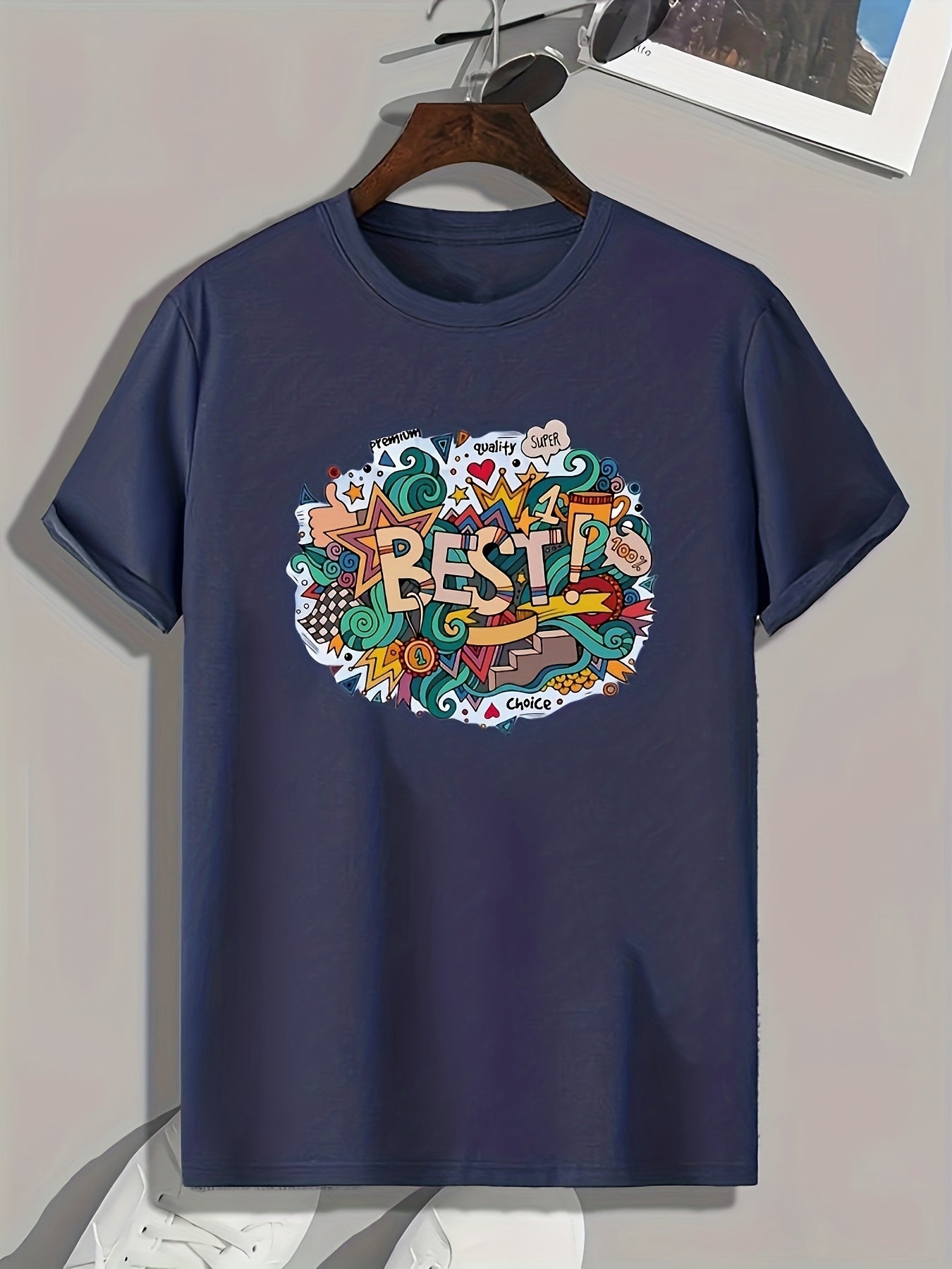 Graffiti Print Men's Tee for Summer