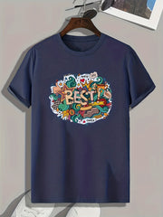 Graffiti Print Men's Tee for Summer