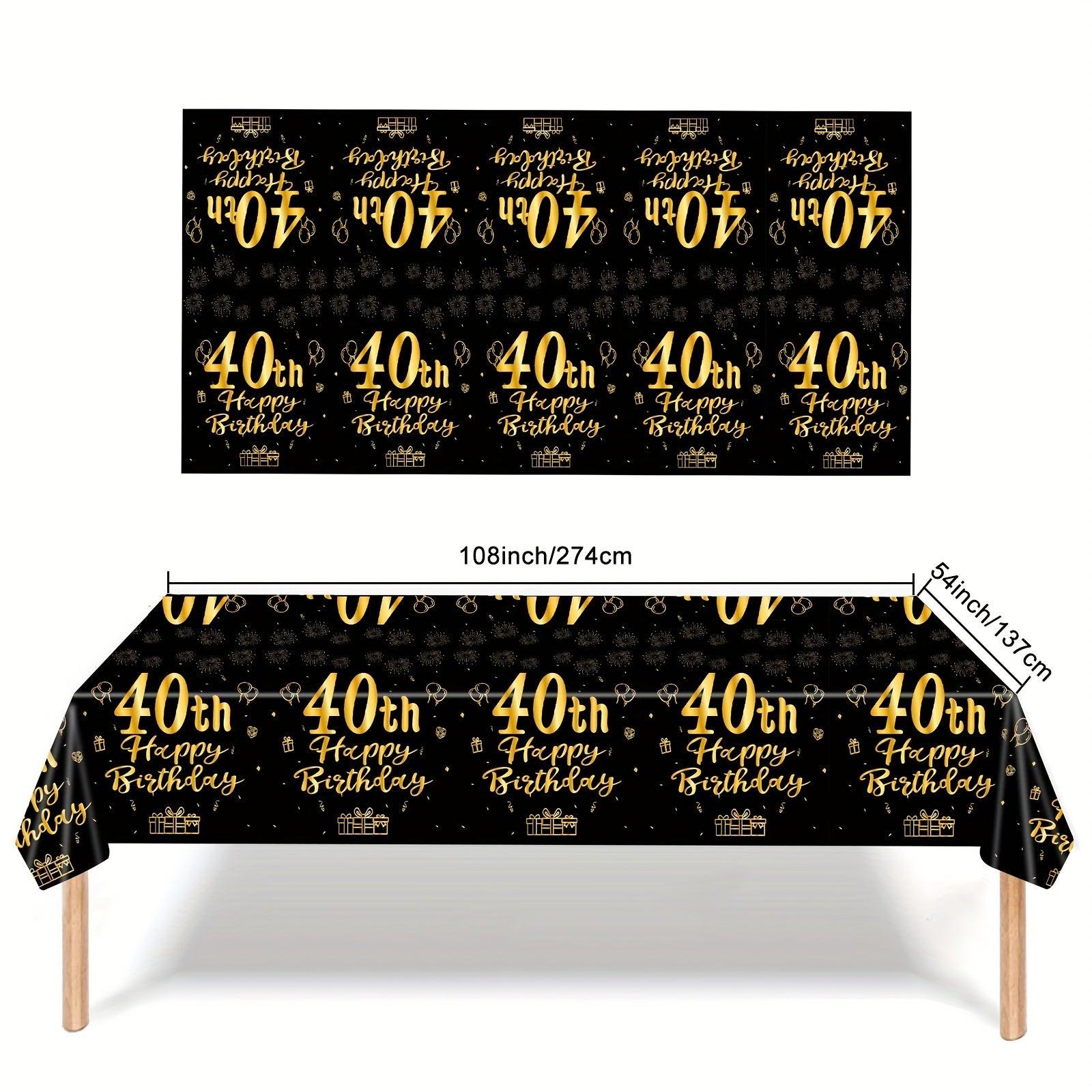 Golden Holiday Tablecloth & Party Set - 40 Year Old