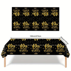 Golden Holiday Tablecloth & Party Set - 40 Year Old