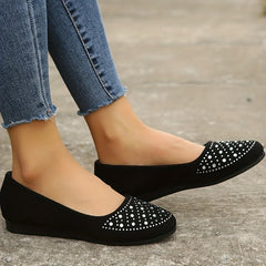 Women's Rhinestone Flat Loafers Slip On Lightweight Shoes