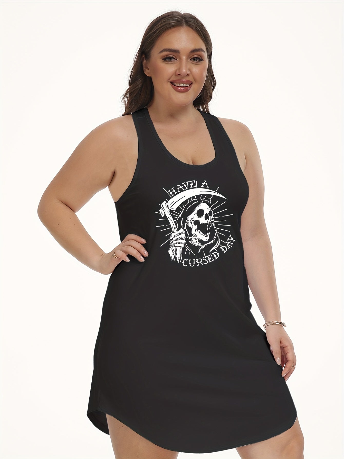 Grim Reaper Print Tank Nightdress
