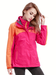 Women's 2 in 1 Ski Hooded Jacket Waterproof Snow Jacket