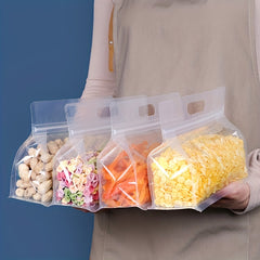 10pcs Reusable Leakproof Silicone Food Storage Bag for Snacks & Fruits