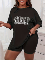 Leopard Print Lounge Set Tee & Shorts Pajamas