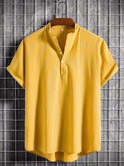 Vertical Stripe Print Casual Short Sleeve Shirt for Summer Vacation